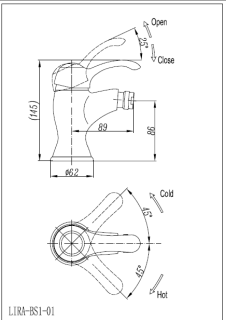 Смеситель для биде, золото Cezares LIRA-C-BS1-03